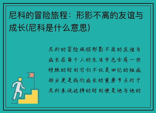 尼科的冒险旅程：形影不离的友谊与成长(尼科是什么意思)